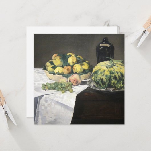 Still Life Lemon Peaches by Manet Impressionist カード (正面/裏面インサイチュ)