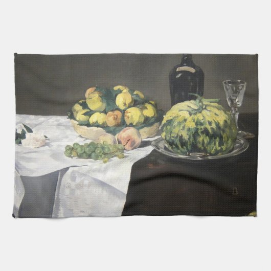 Still Life Lemon Peaches by Manet Impressionist キッチンタオル (横)