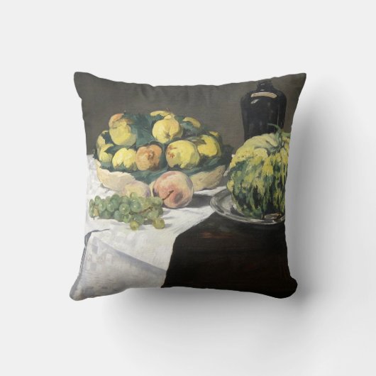 Still Life Lemon Peaches by Manet Impressionist クッション (裏面)