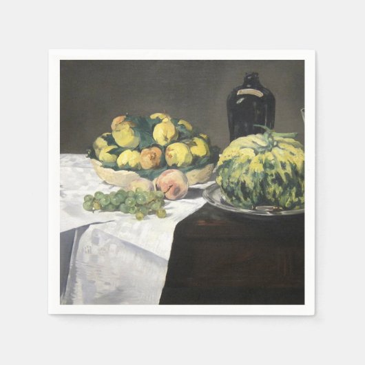 Still Life Lemon Peaches by Manet Impressionist スタンダードカクテルナプキン (正面)