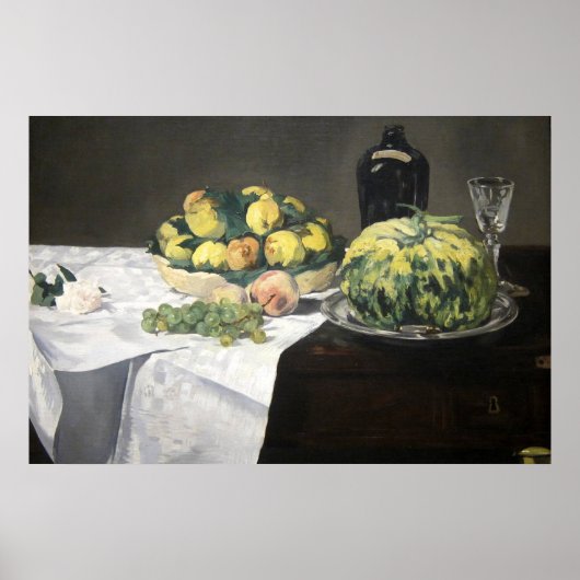 Still Life Lemon Peaches by Manet Impressionist ポスター (正面)