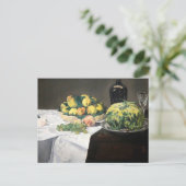 Still Life Lemon Peaches by Manet Impressionist ポストカード (スタンド正面)
