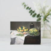 Still Life Lemon Peaches by Manet Impressionist ポストカード (スタンド正面)