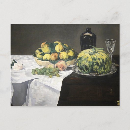 Still Life Lemon Peaches by Manet Impressionist ポストカード (正面)