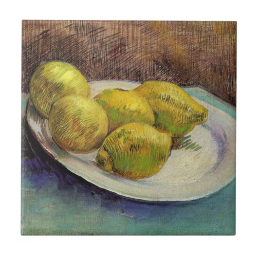 Still Life Lemons on aプレートby Vincent van ゴッホ タイル (正面)