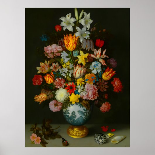 Still Life of Flowers in a Wan-Li Vase  ポスター (正面)