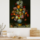 Still Life of Flowers in a Wan-Li Vase  ポスター (キッチン)