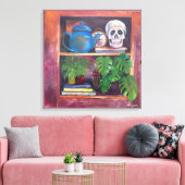 Still Life on a Bookcase Stretched Canvas Print キャンバスプリント (インサイチュ (リビング))
