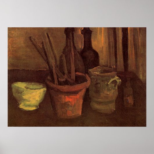 Still Life Paintbrushes inポットby Vincent van ゴッホ ポスター (正面)