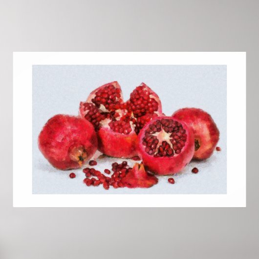 Still Life Painting of Pomegranates ポスター (正面)