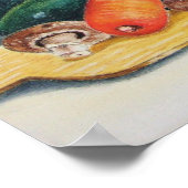 still life painting vegetables on chopping board ポスター (角)