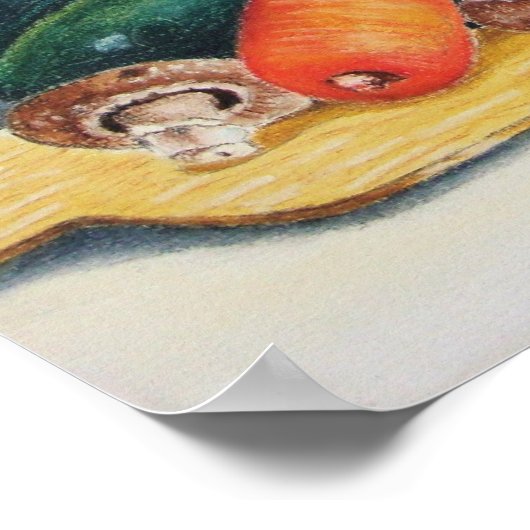 still life painting vegetables on chopping board ポスター (角)