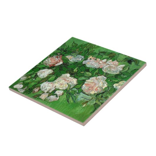 Still Life: Pink Roses by Vincent vanゴッホ タイル (側面)