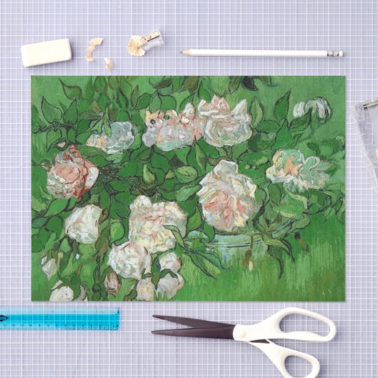 Still Life: Pink Roses by Vincent van Gogh 薄葉紙 (クラフト)