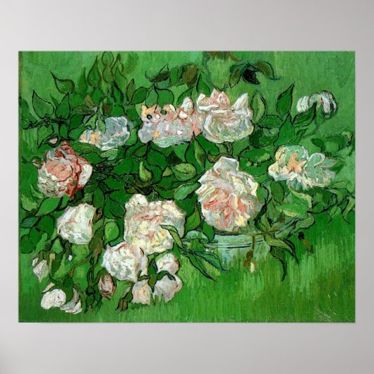 Still Life Pink Roses by Vincent Willem vanゴッホ ポスター (正面)