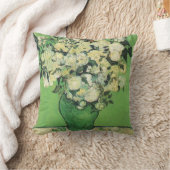 Still life - Pink Roses in a花瓶，ファンゴッホ クッション (ブランケット)