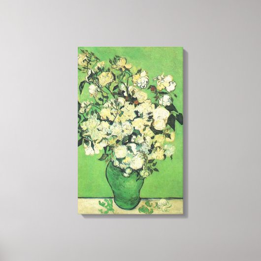 Still life - Pink Roses in a花瓶， Vincent van Gog キャンバスプリント (正面)