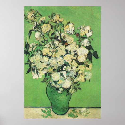 Still life - Pink Roses in a Vase,van Gogh ポスター (正面)