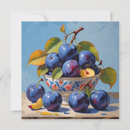 Still Life Plums in Vintage Bowl  カード (正面)