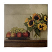 Still Life, Sunflowers in Vape, Fruit in Bowl タイル (正面)