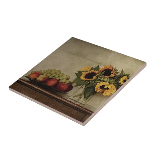 Still Life, Sunflowers in Vape, Fruit in Bowl タイル (側面)