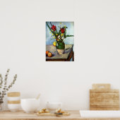 Still Life, Tulips and Apple by Paulセザンヌ ポスター (キッチン)