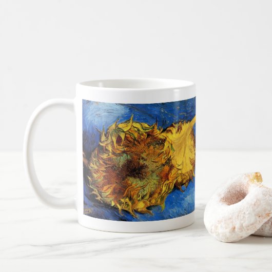Still Life Two Cut Sunflowers by Vincent van ゴッホ コーヒーマグカップ (ドーナツ)