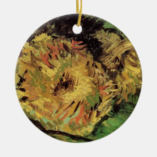 Still Life Two Cut Sunflowers by Vincent van ゴッホ セラミックオーナメント (正面)