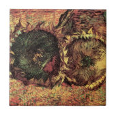 Still Life Two Cut Sunflowers by Vincent van ゴッホ タイル (正面)