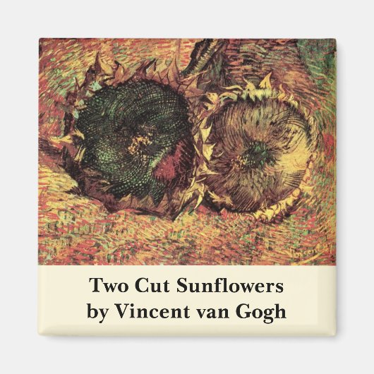 Still Life Two Cut Sunflowers by Vincent van ゴッホ マグネット (正面)