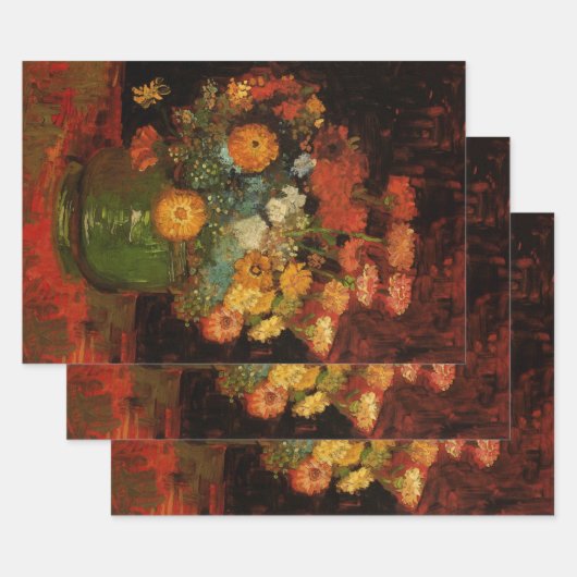 Still Life Vase with Zinnias by Vincent van Gogh ラッピングペーパーシート (セット)