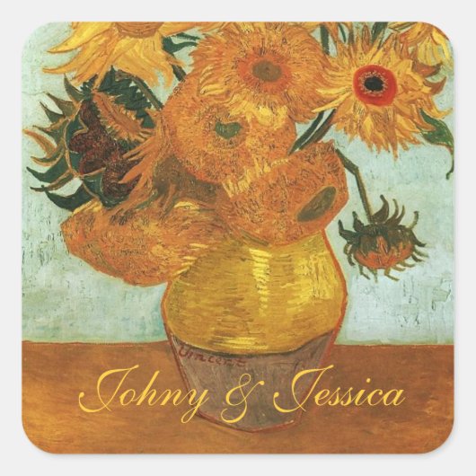 Still life - Vincent, Vincent 12ひまわり花瓶 スクエアシール (正面)