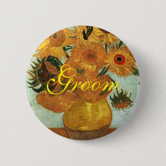 Still life - Vincent, Vincent 12ひまわり花瓶 缶バッジ (正面)