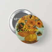 Still life - Vincent, Vincent 12ひまわり花瓶 缶バッジ (正面&裏面)