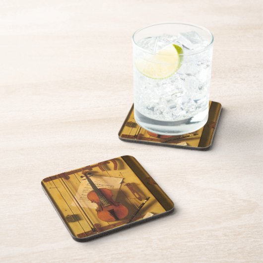 Still Life Violin and Music by William Harnett コースター (右側)