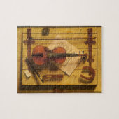 Still Life Violin and Music by William Harnett ジグソーパズル (横)
