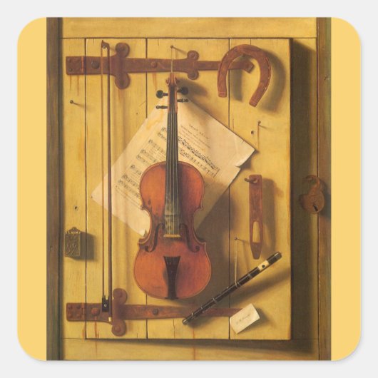 Still Life Violin and Music by William Harnett スクエアシール (正面)