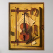 Still Life Violin and Music by William Harnett ポスター (正面)