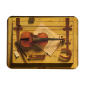 Still Life Violin and Music by William Harnett マグネット (横)