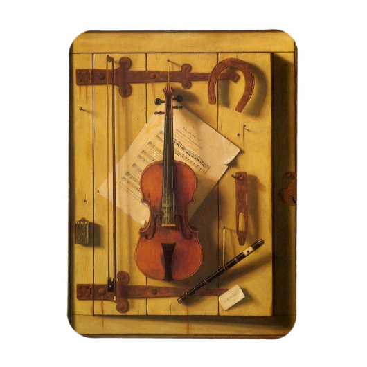 Still Life Violin and Music by William Harnett マグネット (縦)