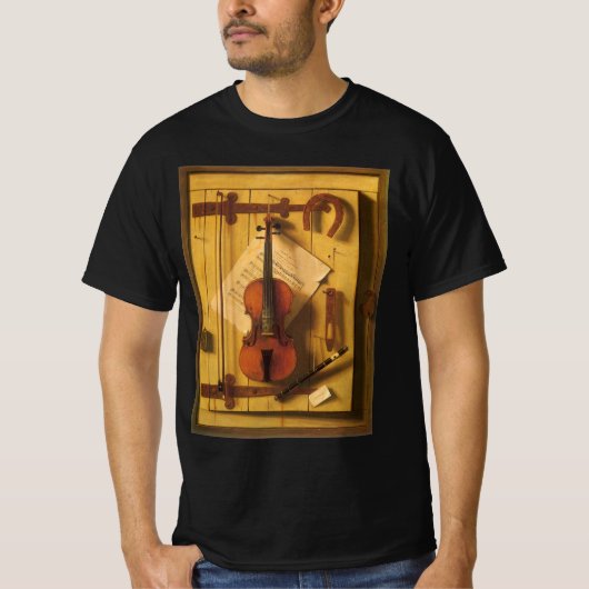 Still Life Violin and Music by William Harnett Tシャツ (正面)