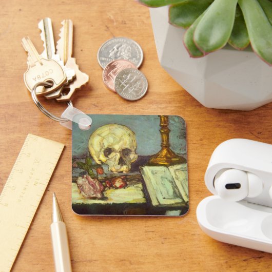 Still Life wスカル、Candle、Book By Paulセザンヌ キーホルダー (デスク)