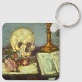 Still Life wスカル、Candle、Book By Paulセザンヌ キーホルダー (裏面)