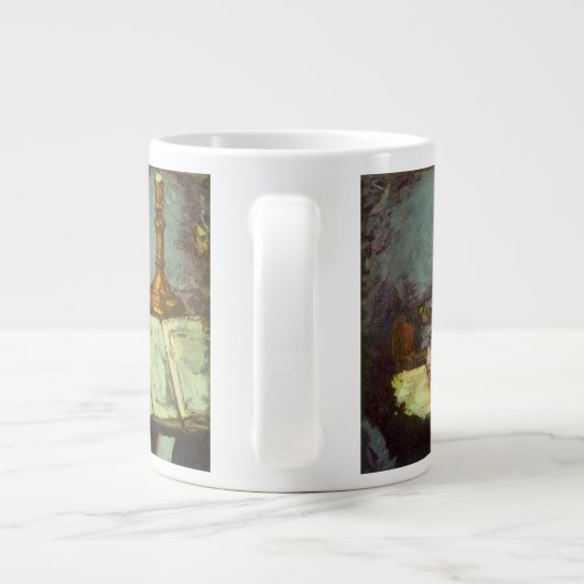 Still Life wスカル、Candle、Book By Paulセザンヌ ジャンボコーヒーマグカップ (裏面)