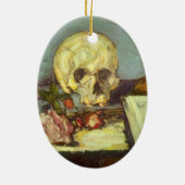 Still Life wスカル、Candle、Book By Paulセザンヌ セラミックオーナメント (裏面)