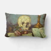 Still Life wスカル、Candle、Book By Paulセザンヌ ランバークッション (裏面)