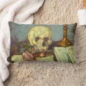 Still Life wスカル、Candle、Book By Paulセザンヌ ランバークッション (ブランケット)