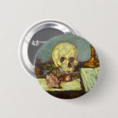 Still Life wスカル、Candle、Book By Paulセザンヌ 缶バッジ (正面&裏面)