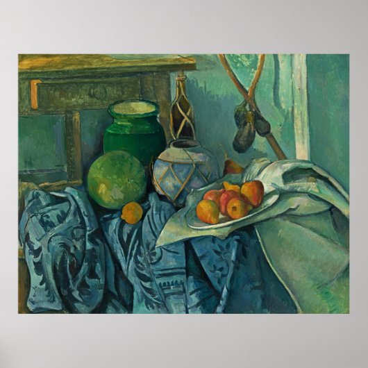 Still Life with a Ginger Jar and Eggplants,Cezanne ポスター (正面)