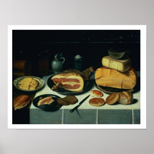 Still Life with a Ham (パネル上の油) ポスター (正面)